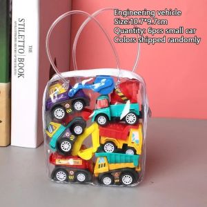 Hntob 1 Bag 6pcs Vehicle Mini Car Toy Baby Boy Pull Back Car Inertial Engineering Cars Set