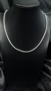 Kanolan GRA Certified 3mm Moissanite Tennis Necklace Adjustable Solid 925 Sterling Silver Diamond Tennis Necklaces for Women Man