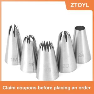 【ZTOYL】 Bộ 5 đầu phun kem bánh ngọt bằng thép không gỉ dùng để trang trí bánh cupcake