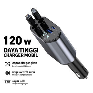 4 in 1 Car Charging Cable Fast charging 120W iphone /Type-C USB Charging Cable Retractable 80cm