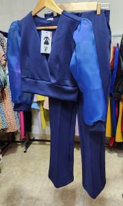 Setelan Scuba Premium LooWear Crop Atasan & Celana Panjang High Waist - Gaya Korea dengan Motif Polos