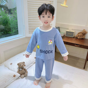 Ya zhou dài dễ thương in hoạt hình tay áo dài Bộ đồ ngủ cho bé trai mềm mại thoáng khí cotton pha trộn đồ ngủ xuân thu trẻ em mặc nhà