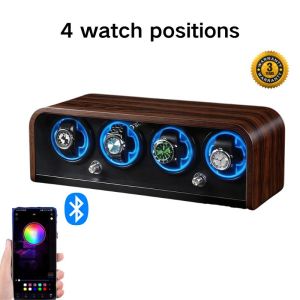 【3-year warranty】Watch Winder box Automatic 1/2/4 slot Wood Watch storage With colored lights display shaker