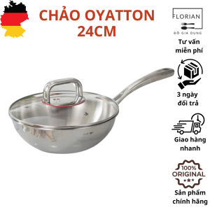 Chảo sâu lòng OYATTON 24cm chảo inox kèm vung 24cm chảo inox chống dính chảo inox nguyên khối