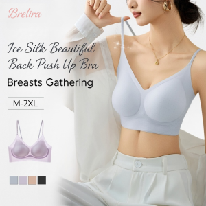 『Brelira』Ice Silk Bra Seamless Soft Support Wireless Push Up Bra Breathable Lightweight Cooling Lingerie Plus Size Underwear