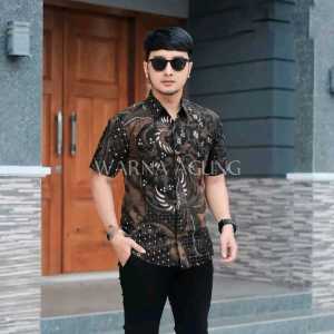 Batik Pria Lengan Pendek Motif Modern Kupu Tarung Kemeja Batik Pria Fashion Pria