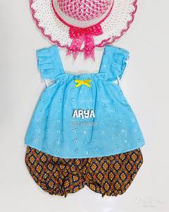 ชุดเด็กเล็ก (รหัสDD12) ผ้าลูกไม้+กางเกงลายไทย 4-12เดือน หนัก 5-9กิโล (เหลือง/ชมพู/ส้ม/ฟ้า/เขียว) พร้อมส่งจากไทย