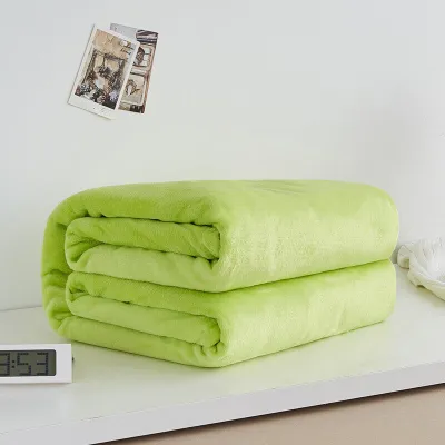 180*200CM Multi-Purpose blanket Thickene Coral Fleece Solid Color Blanket Yoga Blanket Air Conditioning Blanket Machine Washable