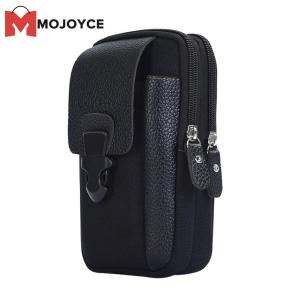 MOJOYCE Men Outdoor Sports Waist Bag Canvas Solid Business Belt Mobile Phone Pouch