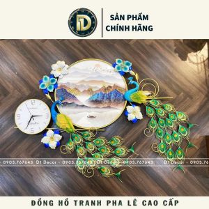 Đồng Hồ Treo Tường Con Chim Công Tài Lộc Chính Hãng D1 Home Kim Trôi Trang Trí Tường Decor - TG28v2