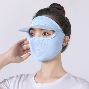 Full Face Sun Mask With Brim Upf 50+ Uv Protection Ice Silk Breathable Face Mask Cycling Fishing Hiking Sun Hat