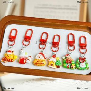 [COD] Big House ชุดจี้รูปซานตาคลอสการ์ตูนพวงกุญแจน่ารักกระเป๋าเป้สะพายหลังนักเรียนน่ารักจี้อุปกรณ์เสริมงานปาร์ตี้คริสต์มาสของขวัญเล็กๆ