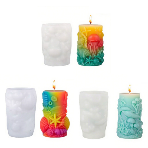 Ocean Creature Theme Silicone Mold Cylinder Silicone Molds for Epoxy Resin Soap Home Decoration