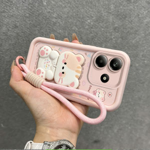 PBZZ Case for REDMI NOTE 14 4G NOTE 14 PRO 5G phone casing Softcase Silicone shockproof Cover new design aesthetic with holder 360 ° rotating makeup mirror for girl JTDTMZJ2