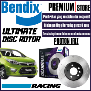 Original Bendix Ultimate+ Front Set Disc Rotor - Proton Iriz 2016 BR9655 ULT+