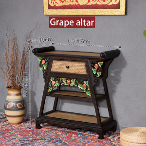 โต๊ะบูชาแกะสลักไม้เนื้อแข็ง รูปแบบเถาองุ่น ตู้บูชาขนาดเล็กสำหรับใช้ในบ้าน ห้องนั่งเล่น ศาลากลาง ศาลพระภูมิ ตู้เก็บของศาลพระภูมิ