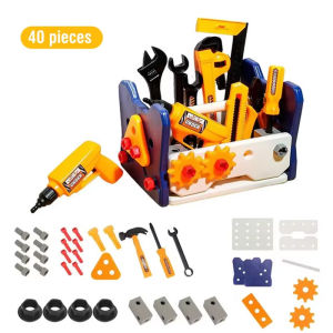 56PCS Tool Box Set Toys 2in1 Kids Toolbox Toys Simulation Repair Tools Electric Drill Hammer Screwdriver Pretend Playset