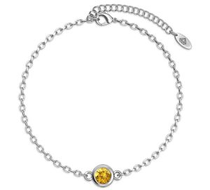 Her Jewellery Birth Stone Bracelet (White Gold) - Luxury Crystal Embellishments plated with 18K Gold