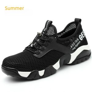 black mesh work shoes woman summer safety shoes breathable work boots anti-smash anti-puncture shoes with steel toe