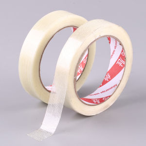 2pcs Striped Fiber Tape Lithium Battery Pack Insulation Wrap Fiberglass Tape Transparent Single Side Adhesive Seal Packaging Fixed