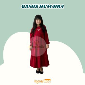 Hooneybee Humaira Maroon - Gamis anak Perempuan Size 2-10 Tahun Baju Kaos Cewek