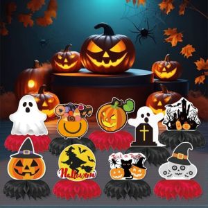 SDFSF 9Pcs/Set สร้างสรรค์ ของตกแต่งฮาโลวีนรูปผึ้ง แบบกอธิค 3D ของตกแต่งโต๊ะฮาโลวีน ของขวัญ กระดาษ ของตกแต่งกลางโต๊ะรูปผึ้ง ของตกแต่งโต๊ะฮาโลวีน