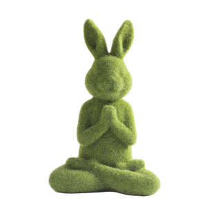 Green Flocking Rabbit Statues Display Stylish Easters Rabbit Flocking Statues Ornament for Garden and Indoor Decoration