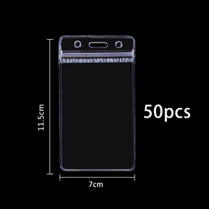 50pcs Plastic ID Case With Zip Lock ID Holder ID Protector Transparent Waterproof Vertical&Horizontal