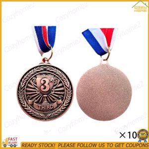 [CY] 10Pcs Gold/Silver/Bronze Medal Award Medals with Neck Ribbon Metal Winner Medals 5cm Competition Prize Medals for Talent Show Party Race