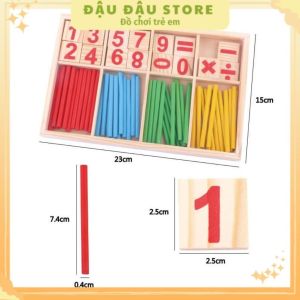 Bộ que tính học toán bằng gỗ - bảng tính que học toán cho bé - đồ chơi học toán cho bé Đậu Đậu Store