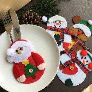 Christmas Cutlery Bag Knife Fork Tableware Holders Pocket Christmas Dinner Table Ornaments