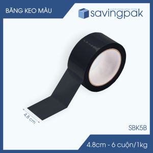 SBK5B - 1 cuộn băng keo màu khổ 4.8cm loại 1kg/6 cuộn - Đen - Băng keo băng dính đóng hàng