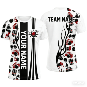 [Local Stock] VCC Funny 3D Print Bowling Ball Pattern Mens T Shirt Personalization Name Bowling Team Jerseys Casual O-neck Loose Short Sleeve Top