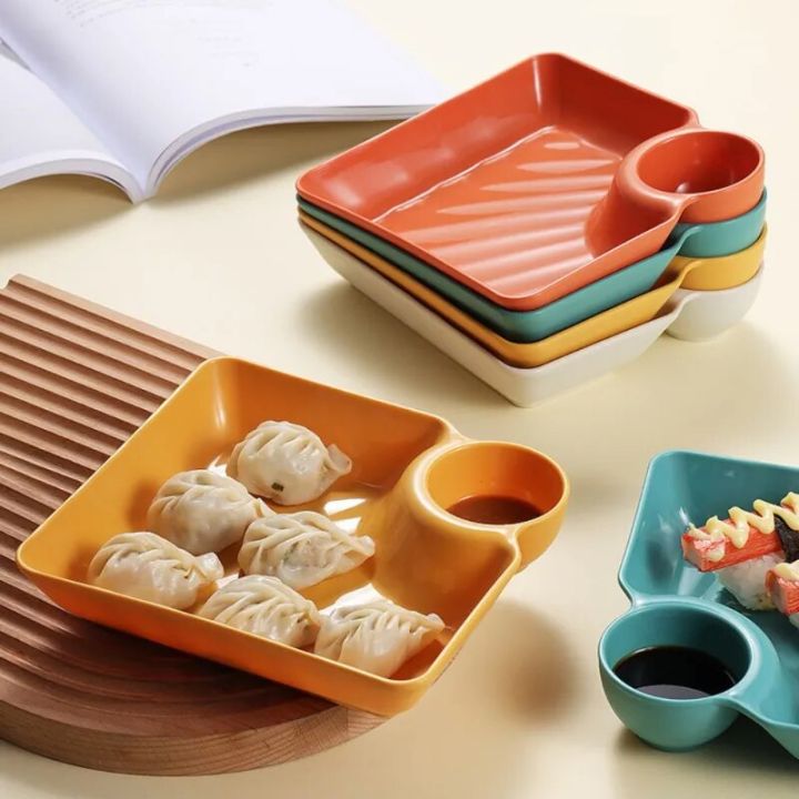 Chip and Dip Set Plastic Divided Snack Serving Plate Reusable