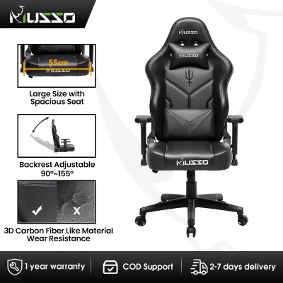 MUSSO Retro Series 249A Gaming Chair with Headrest and Lumbar Pillow Adjustable Backrest and Armrest