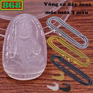 Mặt dây chuyền Phật Bất động minh vương mã não trắng 2.2 x 3.6cm 2.9 x 4.5cm kèm vòng cổ dây chuyền inox rắn + móc inox Phật bản mệnh