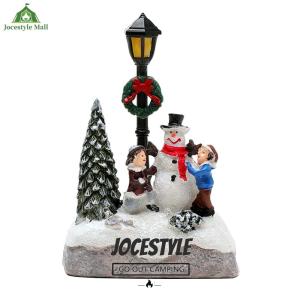 [Jocestyle Mall]1Pc Christmas Miniature Resin House Ornament with Light Xmas Village Ornament for Xmas Party Festive Decorations