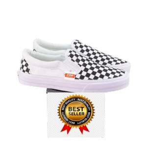Sepatu Pria Tanpa Tali Motip Catur Kotak Kotak