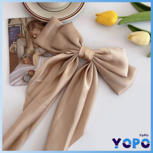 YoPo Women Ribbon Elegant Long Bow Hairpin Hair Clip