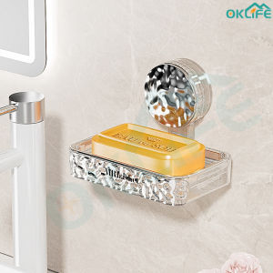 -OKLIFE. SG-Dish Punch-Free Wall-Mounted Household High-End Bathroom Rack/Suction Cup Transparent Soap Box/Soap Box