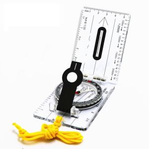 GOXBERK Professional Magnifying Wilderness Survival Mini Ruler Handheld Scale Ruler Transparent Survival Guiding Tool Travel Kits Waterproof Map Reading Scouts Compass Ruler Compass Outdoor Navigation