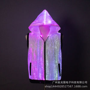 Hot Sale led Glowing hooded vest colorful fiber optic vest Halloween Christmas and electronic music festival outfit dazzling and vibrant