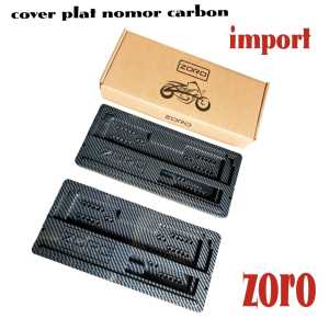 ZORO Sepasang Bingkai Plat Nomor Motor Carbon Water Transfer Dudukan Plat Nomer Karbon Bahan Tebal Import
