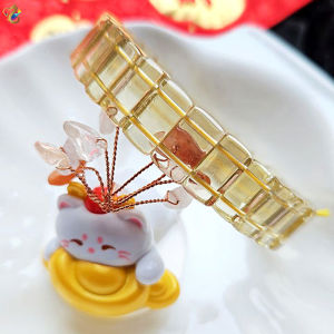 Collection Grade Natural Zeus Magic Champagne Citrine Shou Pai Bracelet