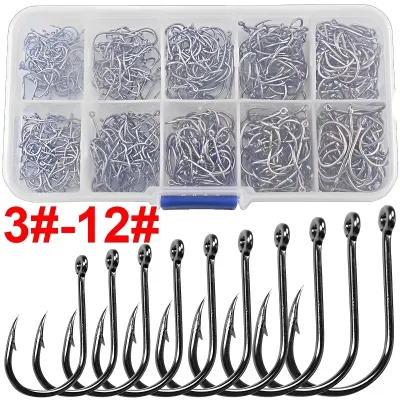 100Pcs Fishing Hooks Set Carbon Steel Single Circle Fishing Hook Fly Fishing Jip Barbed Carp Hooks Sea Tackle Accessories
