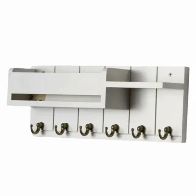 ZEFUVA Trang trí Giá đỡ chìa khóa bằng gỗ 6 móc treo Kệ mở Giá đỡ gắn tường Trang trí tường Giá treo chìa khóa Lối vào nhà
