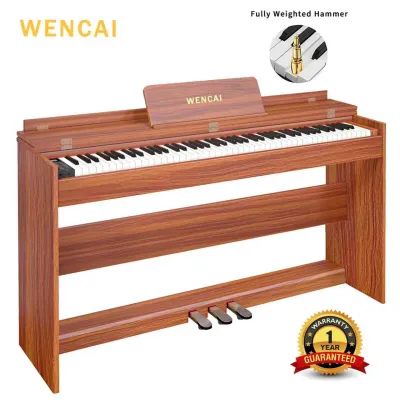 WENCAI Digital Piano 88 Keys Upright Fully Weighted Electric Pianos Wooden Classic 88 Keys Hammer ActionElectronic Piano Keyboard for BeginnerProfessionalTriple Pedal With Cover