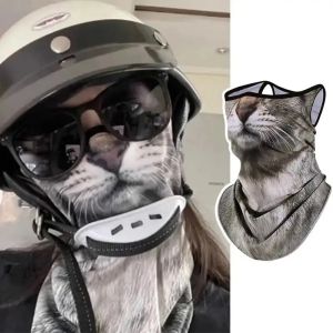 Ice Silk Cat Face Cover Breathable Cooling Sun Protection Mask Neck Guard for Outdoor Sports