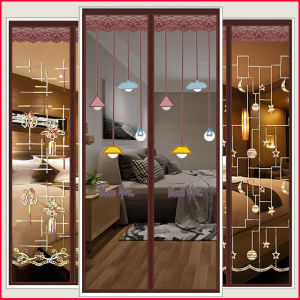 Upgraded Velcro Magnetic Door Curtain Anti-Insect Mosquito Net Screen Door Sturdy Mesh With Full Frame Easy to Install With Velcro