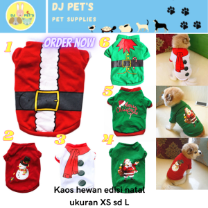Baju natal anjing dan baju natal kucing kostum natal santa kaos natal hewan